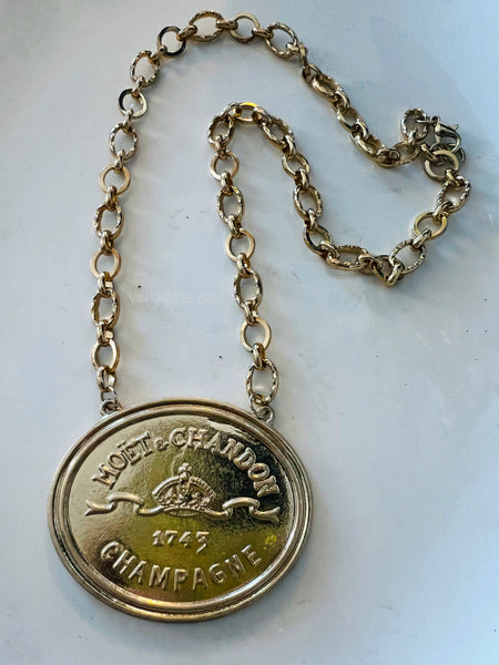 Moet Champagne Medallion Chain Necklace Gold