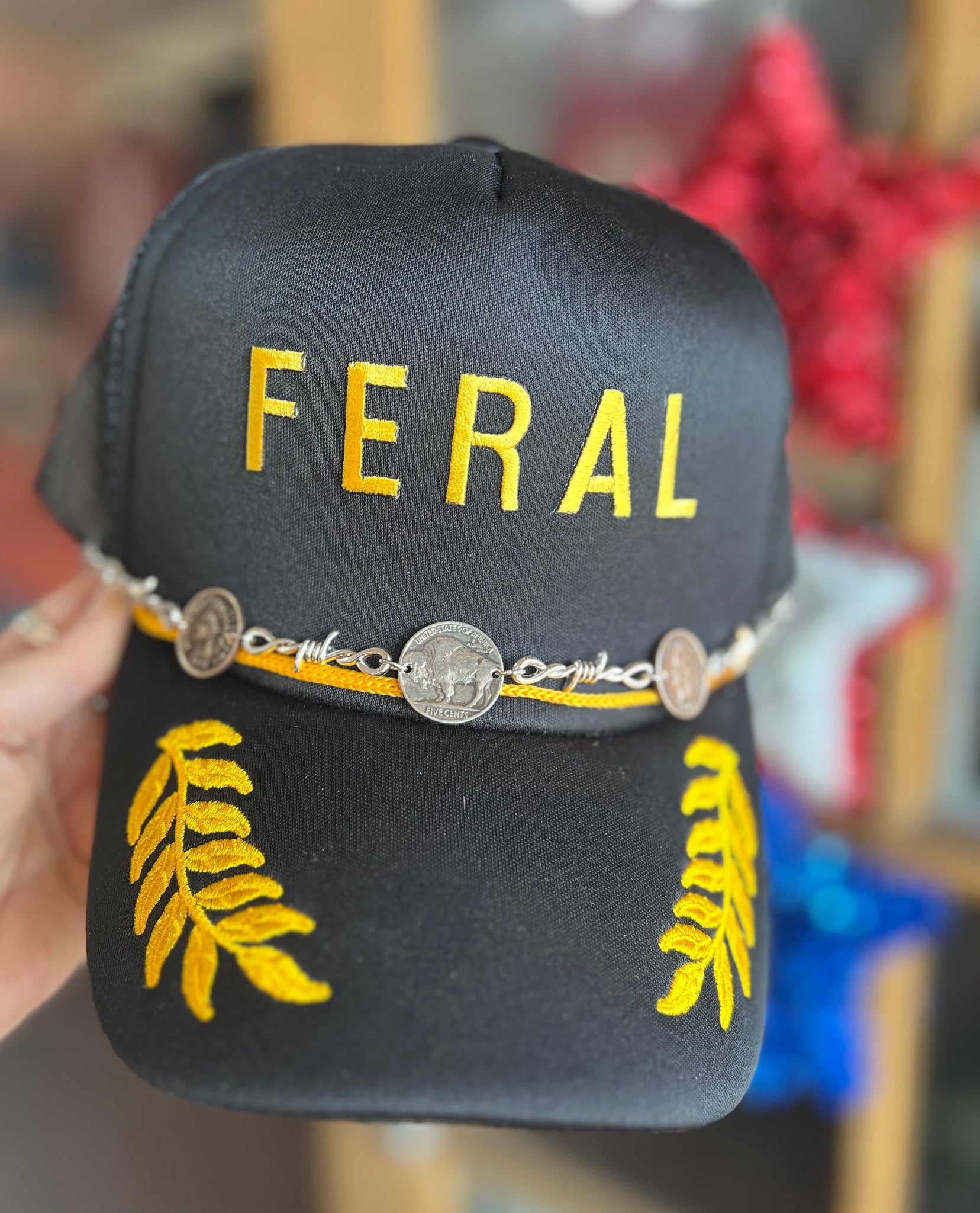 Buffalo Coin Barbed Wire Link Hat Chain