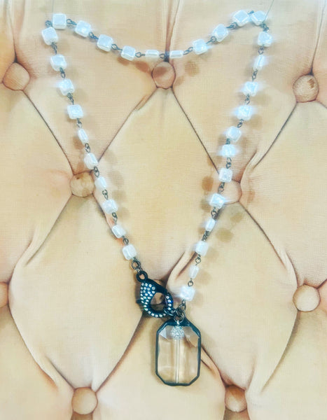 Soldered Crystal Pearl Beaded Chain Necklace