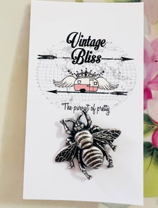 Matte Silver Bumble Bee Hat Pin
