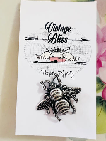 Matte Silver Bumble Bee Hat Pin