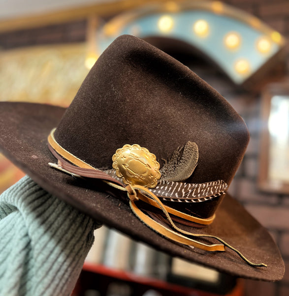 Brass Patina Large Arrows Concho Hat Pin