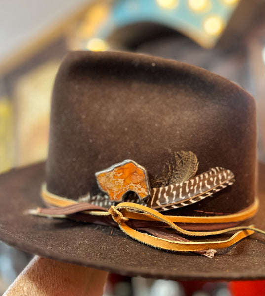 Rust Orange Soldered Stone Hat Pin