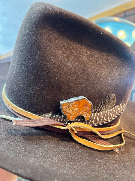 Rust Orange Soldered Stone Hat Pin