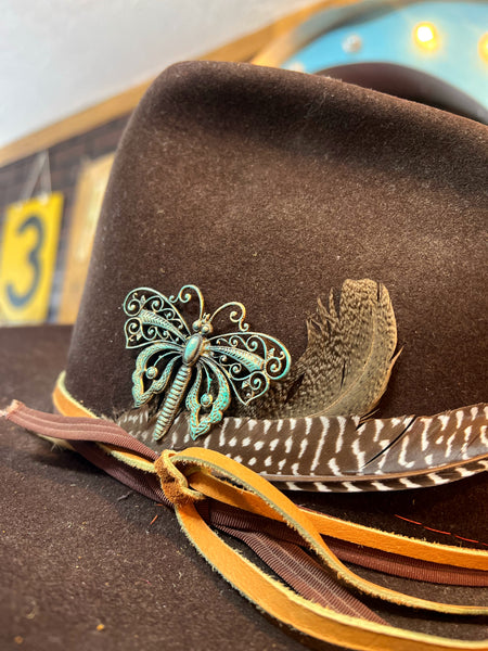 turquoise butterfly hat pin 