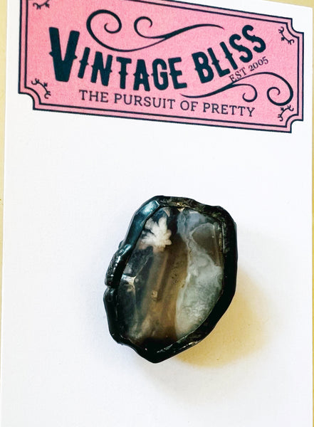 Peach Moonstone Agate Soldered Stone Hat Pin