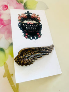 Brass Patina Feather Wing Hat Pin