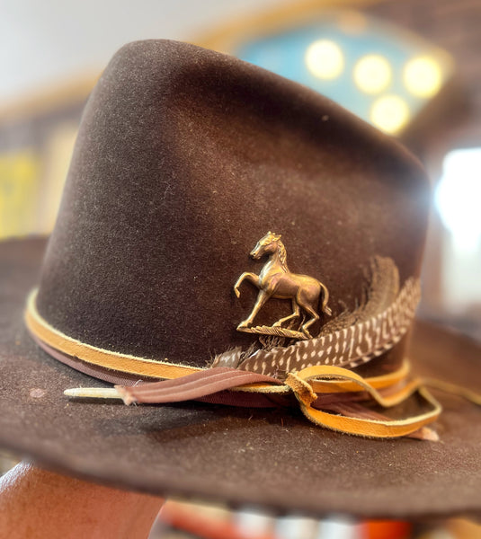 Antique Brass Patina Running Horse Hat Pin