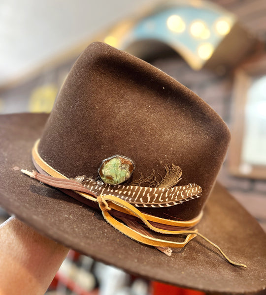 Soldered Mint Green & Brown Agate Stone Hat Pin
