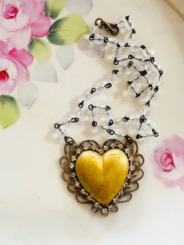 Black Heart Filigree Necklace