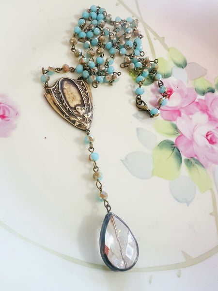 Soldered Crystal Rosary Style Necklace