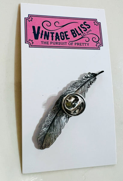 Matte Silver Feather Hat Pin