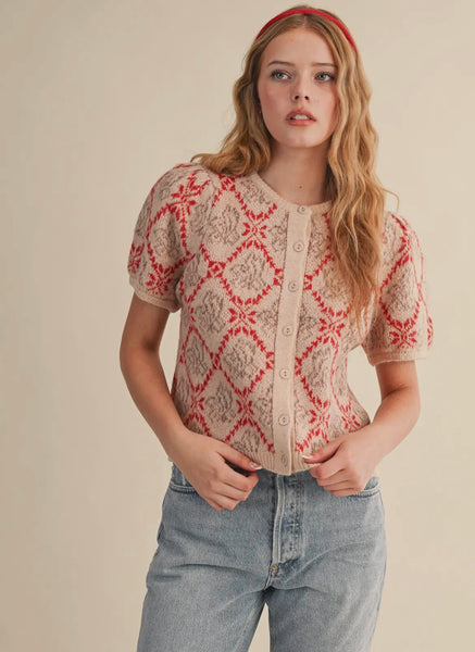 Floral Short Sleeve Cardigan