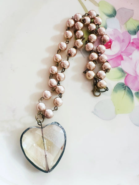 Soldered Crystal Heart Necklace