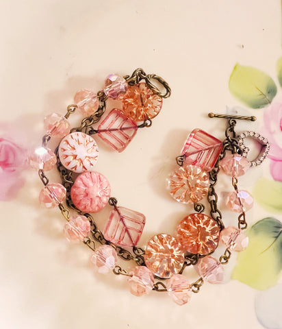 Pink PMoon  Summer Triple Strand Bracelet