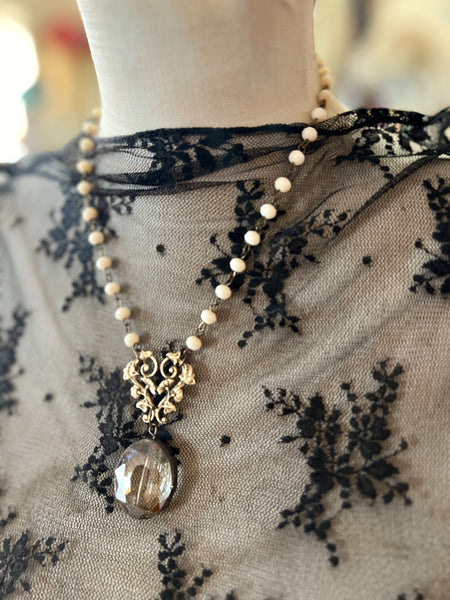 Soldered Topaz Crystal Drop on Beaded Chain