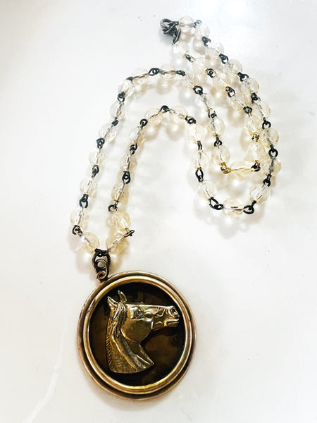 Polished Brass Horse Head Necklace