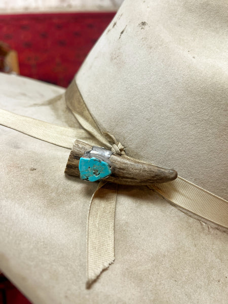 Deer Antler Soldered Turquoise Hat Pin