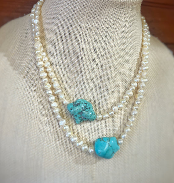 Freshwater Pearl Turquoise Beaded Necklace