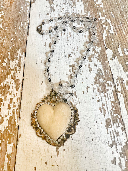 Whitewash Clay Heart Necklace