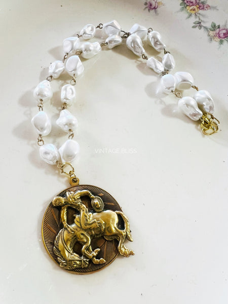 Bronco Billy Polished Brass & Silver Necklace