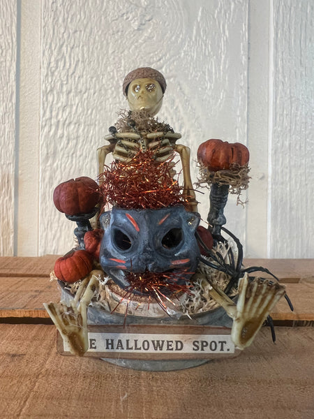 The Hallowed Spot Mason Jar Lid Skeleton Halloween Decor