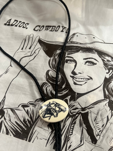 Wild Horses Western Cameo Bolo Tie