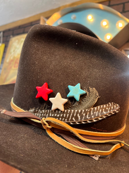 Red White Turquoise Star Patriotic Hat Pin Set