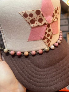 Pinks Neutrals Howlite Beaded Hat Chain