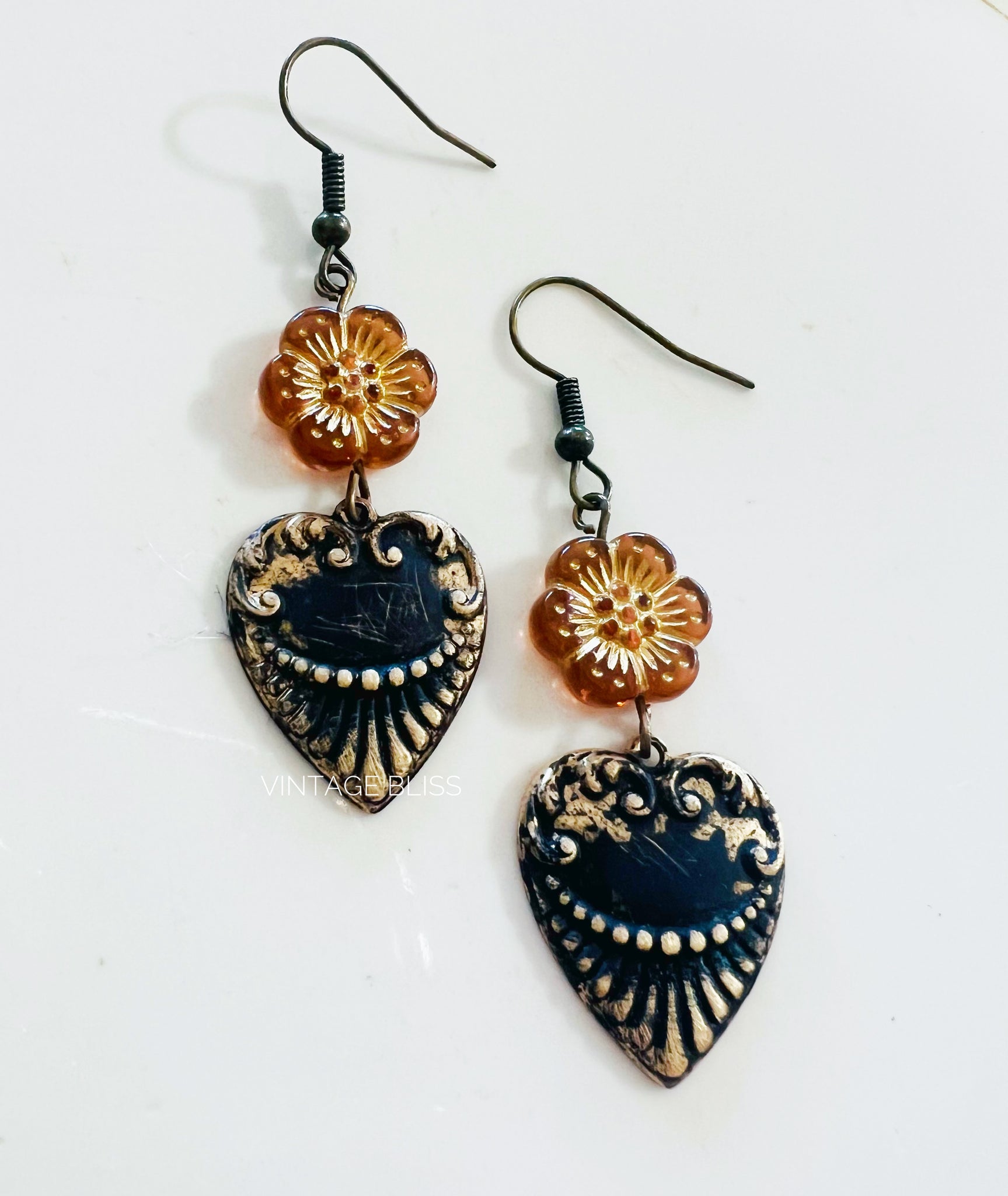 Boho Heart & Flower Earrings