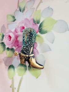 Turquoise Brass Patina Boot Hat Pin