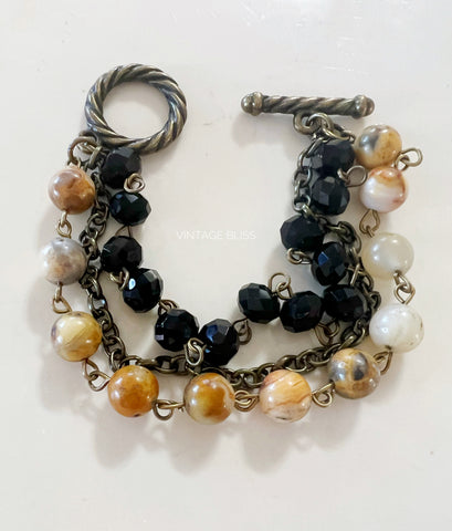 Neutral Browns Triple Strand Bracelet