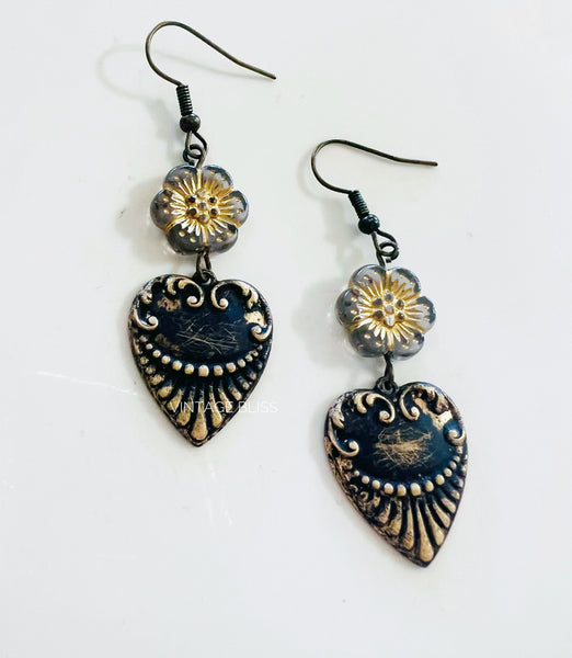 Boho Heart & Flower Earrings