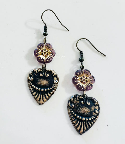 Boho Heart & Flower Earrings