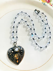 AB Crystal Filigree Heart Necklace