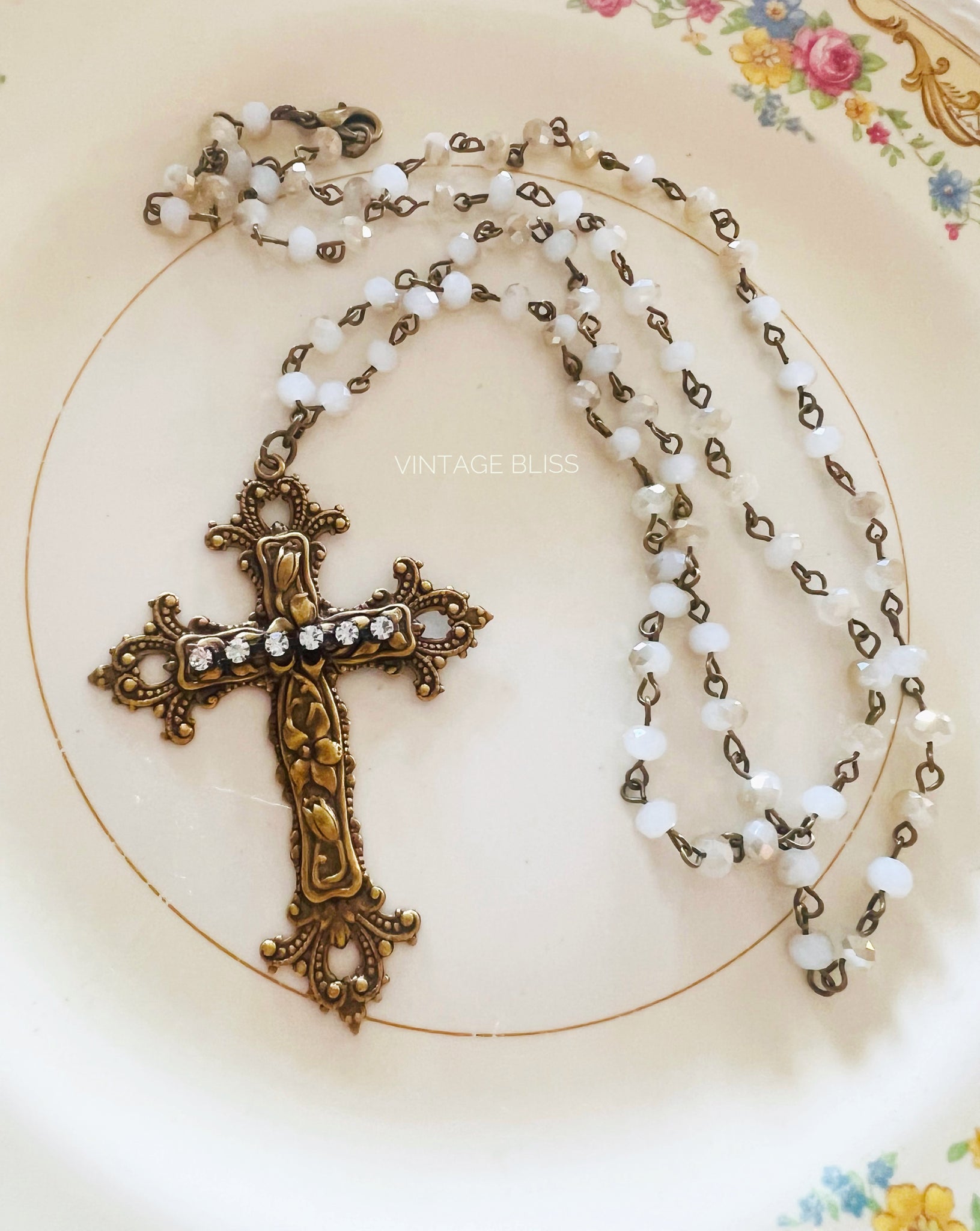 Brass Patina Cross Necklace