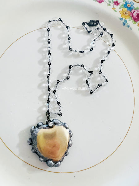 Soldered Brass Heart Charm Necklace