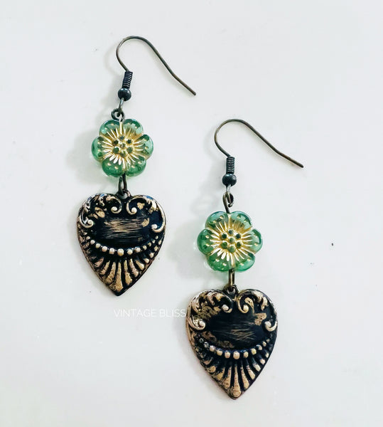 Boho Heart & Flower Earrings