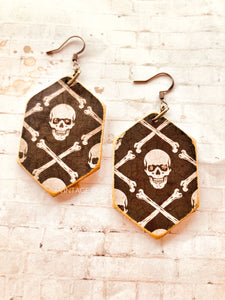 Halloween Skeleton Wood Earrings