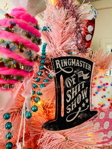 Ringmaster of the Shitshow christmas ornament