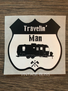 Travelin Man Die Cut Waterproof Sticker