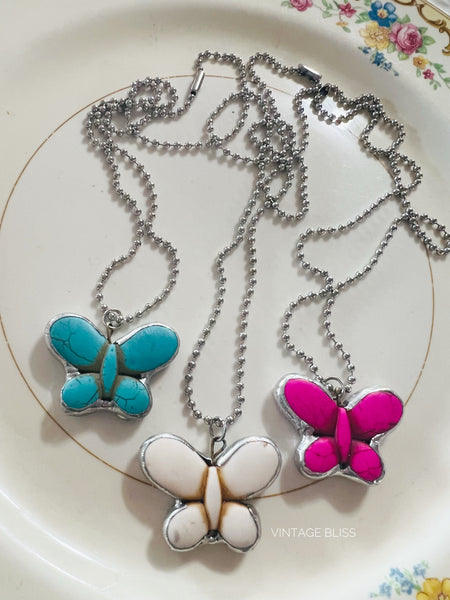 Soldered Stone Butterfly Necklace