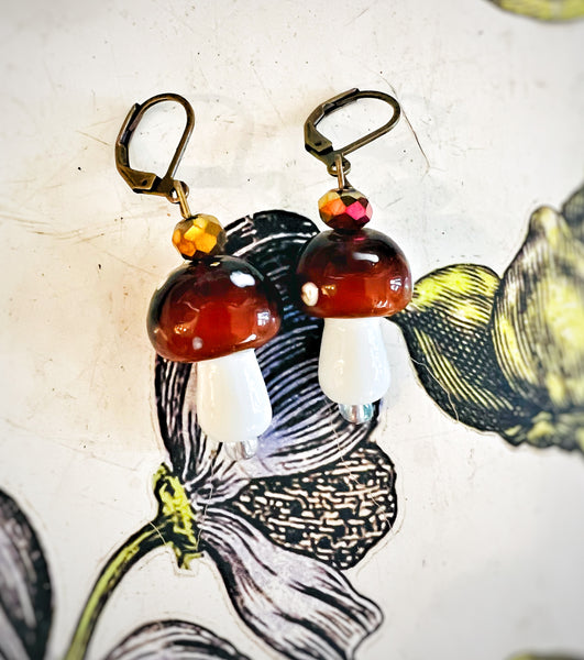 Glass Mushroom Earrings