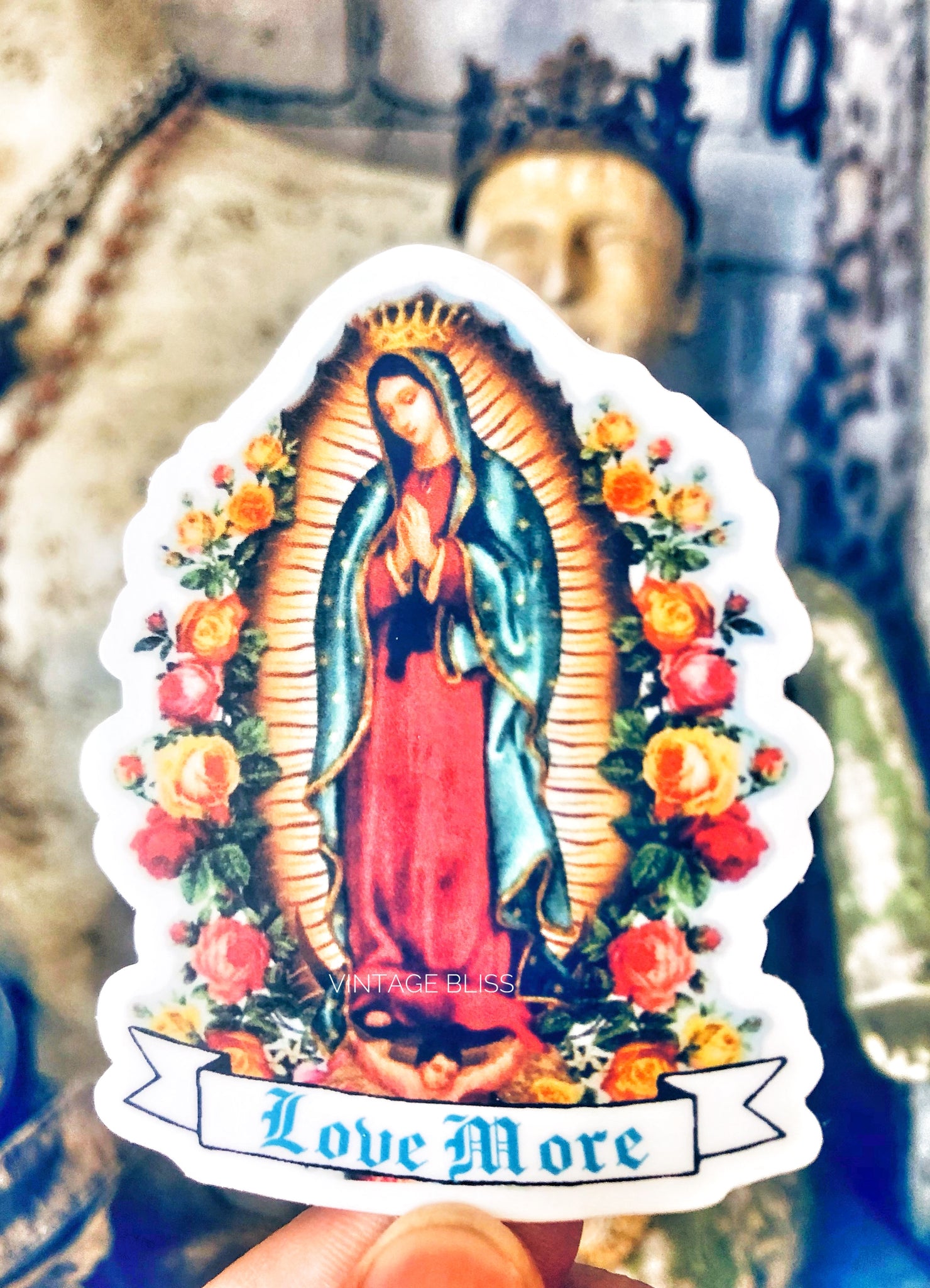 Love More Virgin Mary Sticker