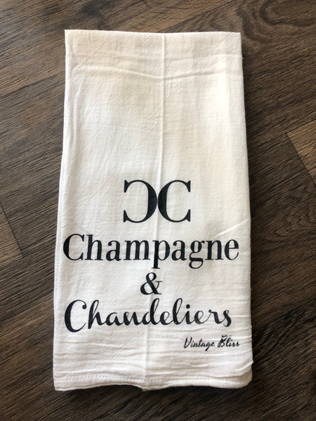 Champagne and Chandeliers Tea Towel