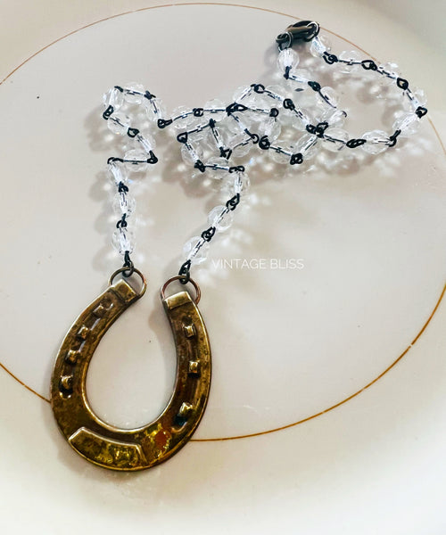 Polished Brass Horseshoe Necklace