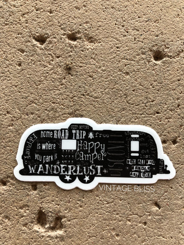 Vintage Trailer Travel Words Sticker