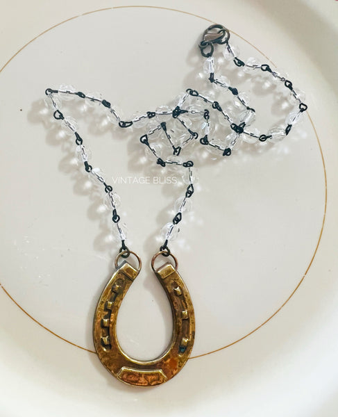 Polished Brass Horseshoe Necklace