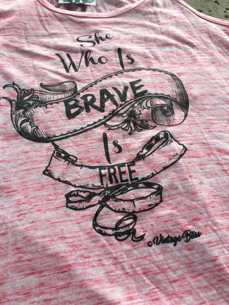 She Who Is Brave Is Free Red Marble Tank