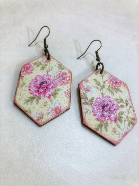 Pink Shabby Floral Earrings